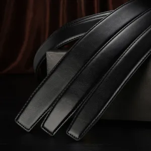 Cinturino per cintura in vera pelle nera, striscia di ricambio per pantaloni da uomo.