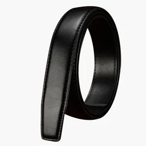Cintura in pelle nera da uomo senza fibbia ricambio striscia di cuoio genuino per affari
