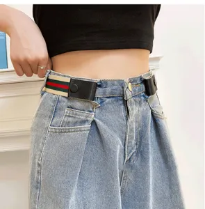 Adjustable stretch belt for women, invisible elastic waist tightener for jeans and pants.