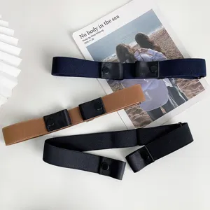 Womens Elastic Stretch Belt Invisible Punch Free Casual Canvas Belt Adjustable Waist Tightening For Jeans Pants