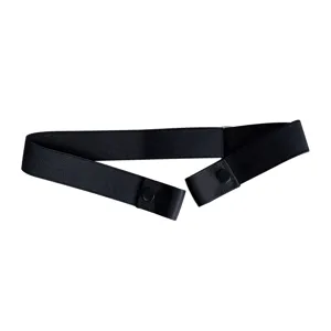 Black invisible elastic belt, buckle-free waist strap for jeans, adjustable stretch band.