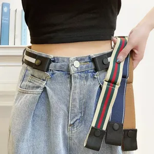 Women Invisible Lazy Belt Canvas Elastic Waist Tightening Artifact No Buckle Adjustable Stretch Waistband Fashion Accessories