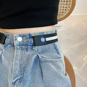 Invisible buckle-free belt for women, elastic waist tightening strap for jeans and pants.