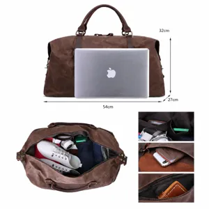 Vintage Canvas Travel Duffel Bag Large Capacity Waterproof Weekender Luggage for Men