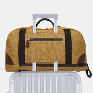 Vintage Canvas Reistas Grote Capaciteit Weekendtas Bagage Tas met Trolleyhoes voor Dames en Heren