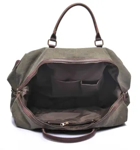Sac de voyage en toile détail du compartiment intérieur, grand sac weekend homme.
