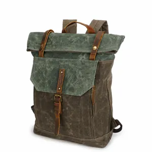 Vintage Canvas Backpack For Men Large Capacity Travel Commuter Bag Waterproof Casual School Bookbag Laptop Rucksack