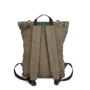 Vintage canvas backpack for men, casual travel rucksack, large capacity school bag.