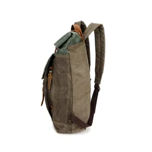 Vintage canvas backpack for men casual travel commuter school bookbag large capacity