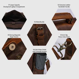 Vintage Waterproof Waxed Canvas Leather Mens Laptop Messenger Briefcase Bag