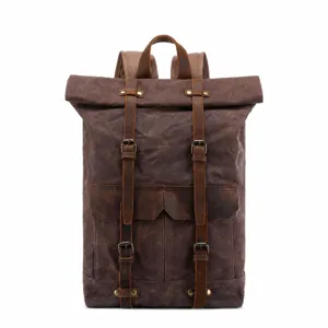 Herren Segeltuch Rucksack Vintage Wasserdicht Reise Rucksack Lässig Große Kapazität Laptop Tasche für Outdoor Wandern Schule