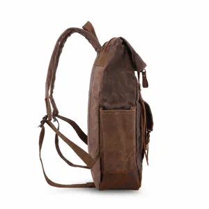 Vintage gewachster Segeltuch Leder Rucksack Herren wasserdichte Outdoor Reise Tasche.