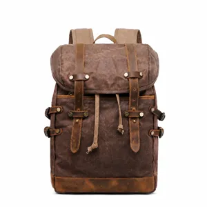 Vintage Canvas Rucksack für Herren, große Kapazität wasserdichte Tasche für Outdoor Reisen und Alltag.
