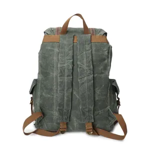 Herren Vintage Canvas Rucksack große Kapazität Freizeit Reise Outdoor Rucksack Rückansicht