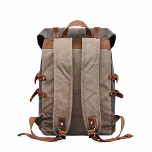 Vintage Canvas Leder Rucksack für Herren große Kapazität Freizeit Reise Outdoor