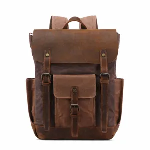 Vintage Segeltuch Rucksack Für Herren Lässige Reise Rucksack Wasserdicht Großes Fassungsvermögen