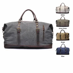 Hommes Grande Capacité Toile Voyage Sac de Voyage Vintage Imperméable Décontracté Weekender Bagage Affaires Nuit Sac