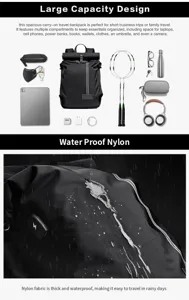 Großer wasserdichter Nylon Reiserucksack mit vielen Fächern für tägliche Business Reisen.