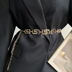 Elegante gouden metalen taille ketting retro veelzijdige riem voor dames jurk en blazer