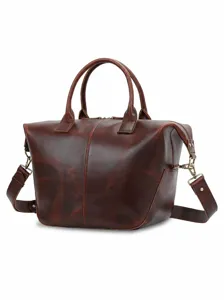 Women Genuine Leather Tote Bag Vintage Top Layer Cowhide Large Capacity Business Commute Handbag Shoulder Crossbody Bag