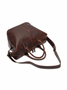Women genuine leather tote bag large capacity business commute handbag shoulder crossbody bag