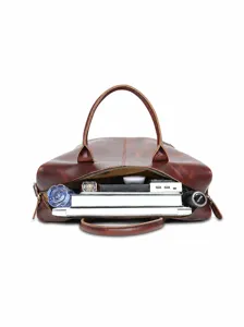 Women genuine leather tote bag large capacity business commute handbag top handle laptop bag