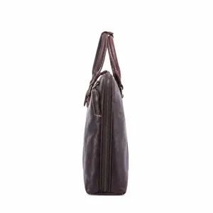 Men Genuine Leather Briefcase Business Commuting Laptop Bag Top Layer Cowhide Large Capacity Waterproof Shoulder Bag