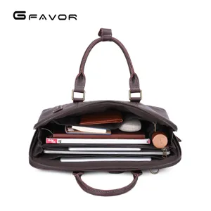 Men's Genuine Leather Briefcase 15.6 Inch Laptop Bag Business Commuter Handbag Brown
