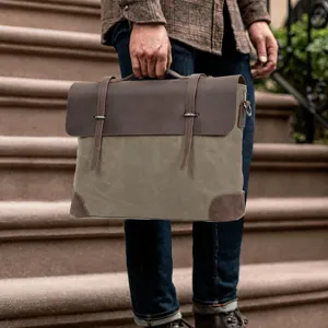Vintage Canvas Herren Umhängetasche Große Kapazität Lässige Schulter Aktentasche Business Pendler Crossbody Tasche