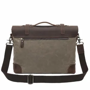 Vintage Herren Canvas Leder Umhängetasche Lässige gewachste Aktentasche Schultertasche.