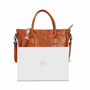 Genuine leather tote bag for women, large capacity shoulder bag, stylish business handbag.