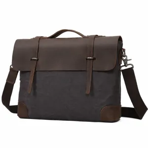 Vintage Herren Umhängetasche aus Segeltuch, große Kapazität Retro Business Aktentasche.