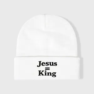 Χειμωνιάτικο Zεστό Πλεκτό Sκουφί Jesus King Κέντημα Γραμμάτων Mανσέτα Skull Cap Outdoor Casual Aκρυλικό Mσκουφί για Άνδρες Γυναίκες