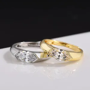 Semplice Anello in Lega con Strass Marquise Design Geometrico Quadrilatero Gioielli per Coppia Anello di Personalità per Donna Uomo Placcato Oro Argento
