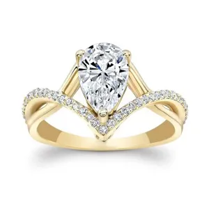 Tropfen Zirkonia Verlobungsring mikro pave vergoldet modischer Schmuck für Damen