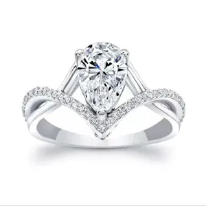 Tropenförmiger Zirkonia Verlobungsring für Damen, elegante und modische Mikropavé Schmuck.