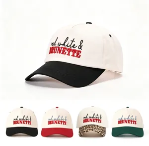 Tendance casquette de baseball brodée colorblock avec visière, chapeau réglable.