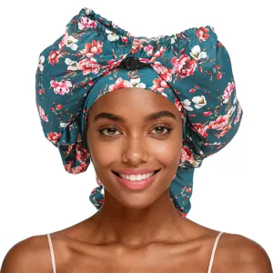 Women Silk Satin Sleep Cap For Long Braids Dreadlocks Hair Protection Floral Printed Elastic Night Bonnet Hat