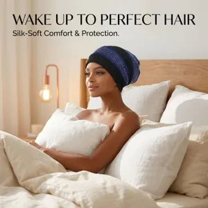 Stylish rhinestone mesh head cap for women, soft comfortable sleep bonnet for hair protection.