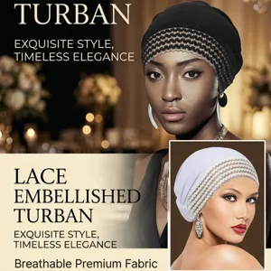 Spitzenbesierter Turban atmungsaktive elastische Kopfbedeckung Damen Mode Mütze