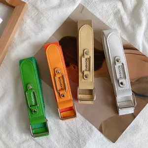 Women Canvas Belt Retro Casual Fashion Punch Free Adjustable Metal Buckle Belt For Jeans Pants Everyday Wear Accessory