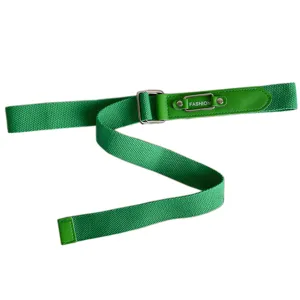 Green canvas belt for women men retro casual jeans waist belt metal buckle fashion accessories