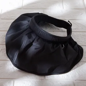 Visière de soleil noire pour femme, large bord, casquette coquillage anti-UV été.