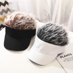 Grappige Nep Haar Honkbalpet Unisex Novelty Kort Haar Zonnevizier Hoed Verstelbare Buiten Streetwear Pet Voor Mannen Vrouwen