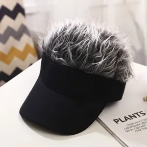 Creatieve novelty pruik honkbalpet met stekelig grijs haar grappig zonnevizier detail