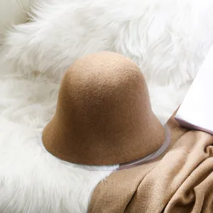 Stijlvolle bruine wolvilt emmerhoed dames herfst winter gezellige klokhoed mode accessoire
