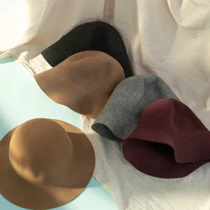 Women's Woolen Felt Bucket Hat Vintage Wide Brim Basin Hat Autumn Winter Warm Casual