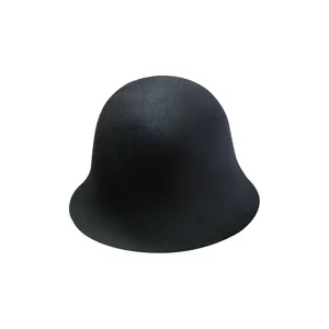 Klassieke zwarte wolvilt emmerhoed voor dames, elegante herfst winter klokhoed hoed.