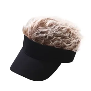 Grappige pruik zonneklep hoed met krullend haar voor buitensporten golf hiphop casual.