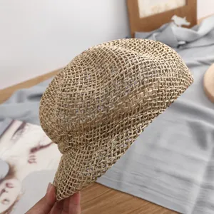 Sombrero de paja calado transpirable verano gorra octogonal moda pintor viaje proteccion